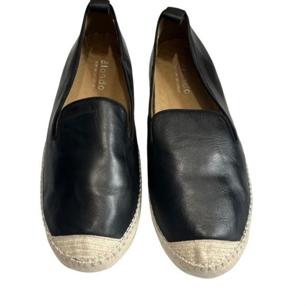 Blondo Bella Leather Espadrilles Women's 9.5 Black Slip On Coastal Minimal
